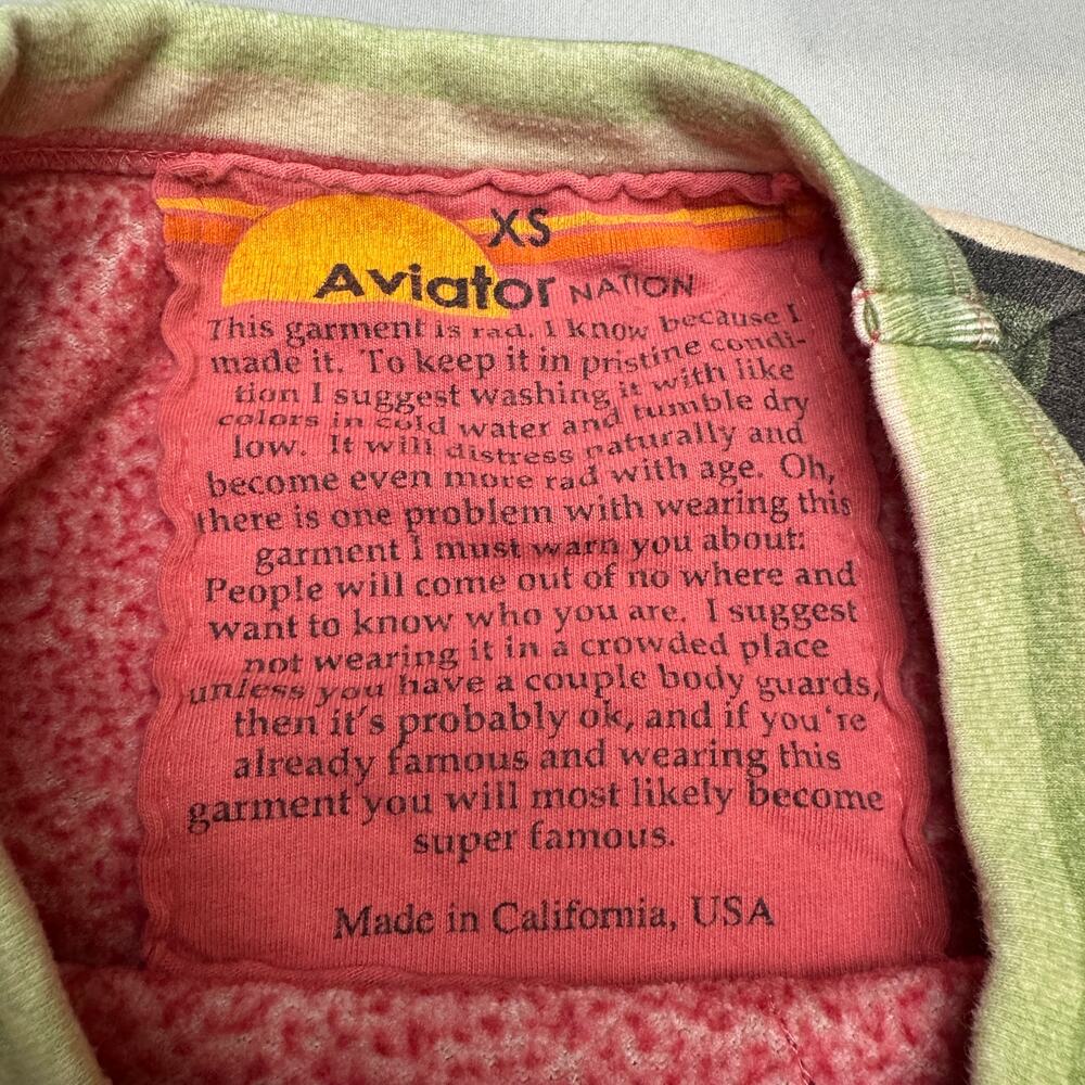 Aviator Nation Serape Bolt Stitch Crew Sweatshirt Women's XS Retro Rare - Picture 4 of 10